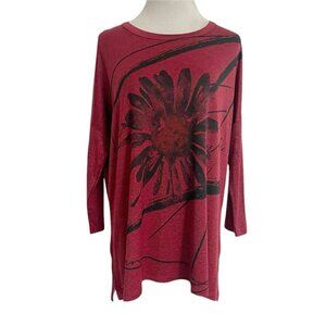 Jess & Jane Size Large  Top Blouse Abstract Art to Wear Boho